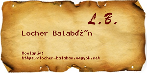 Locher Balabán névjegykártya